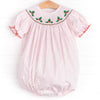 Holly Jolly Smocked Bubble, Red