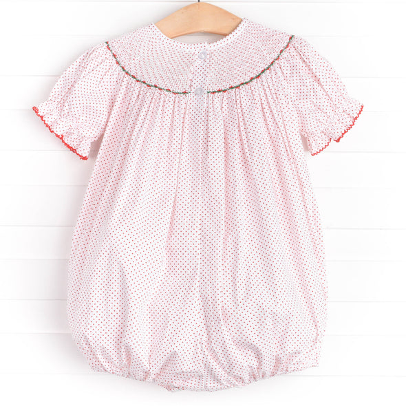 Holly Jolly Smocked Bubble, Red