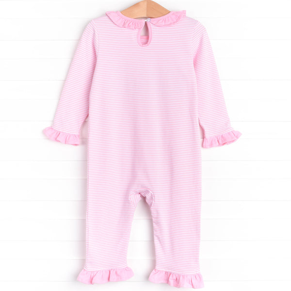 O' Christmas Tree Applique Ruffle Romper, Pink