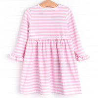 Holiday Favorite Trio Applique Dress, Pink Stripe