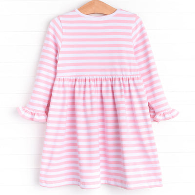Holiday Favorite Trio Applique Dress, Pink Stripe