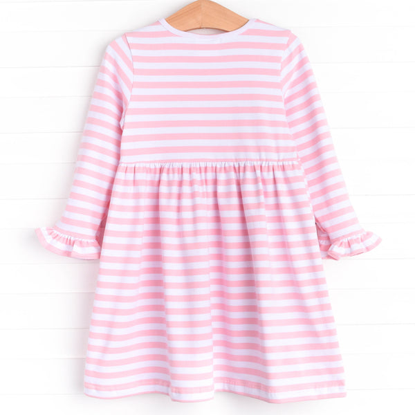 Holiday Favorite Trio Applique Dress, Pink Stripe