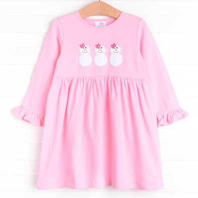 Warm Wishes Applique Dress, Pink