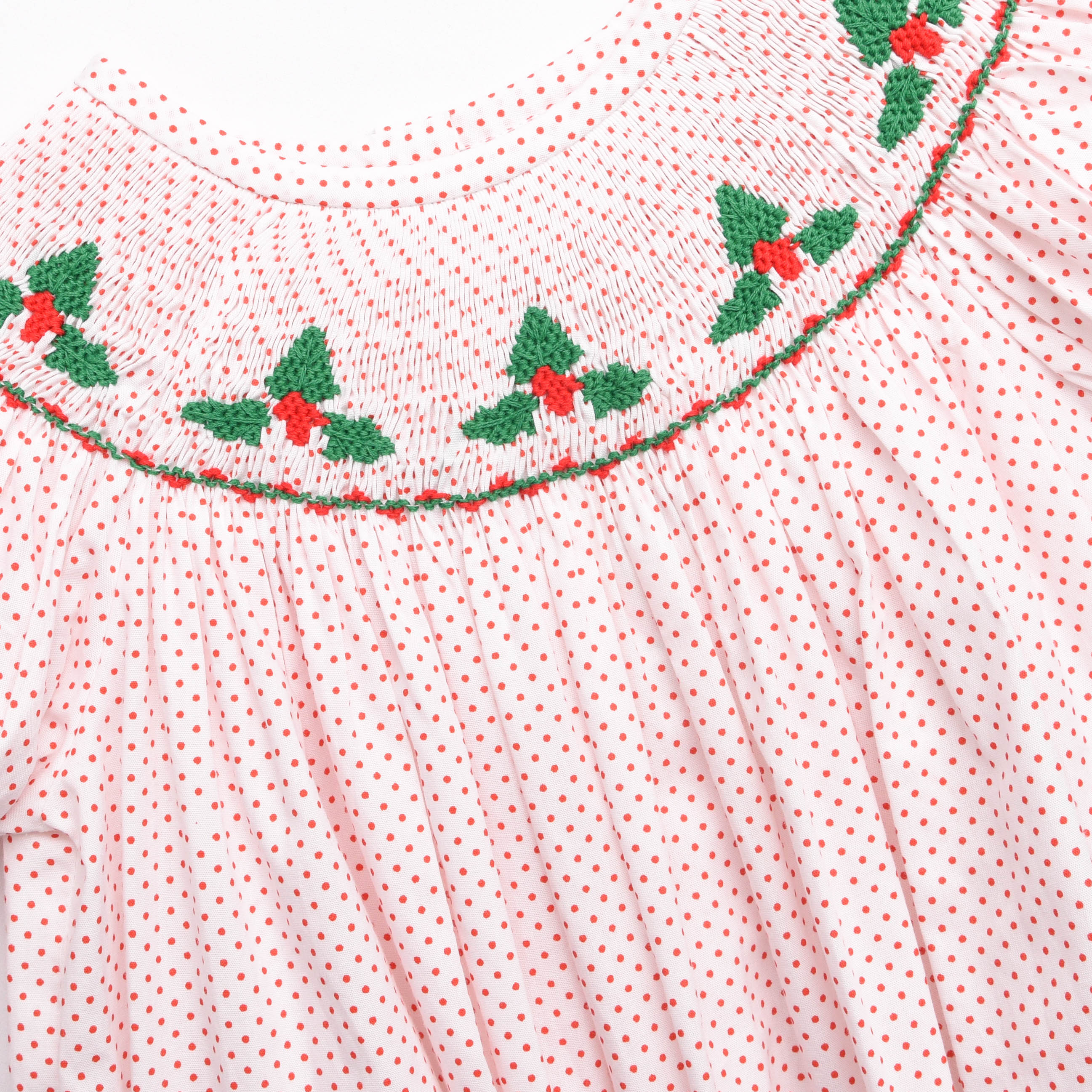 smocked christmas dresses Holly Jolly Smocked Bishop Dress, Red – Stitchy Fish