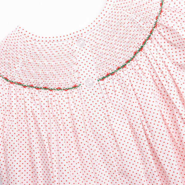 Holly Jolly Smocked Bubble, Red