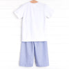 Cattail Cuties Smocked Pant Set, Navy Stripe