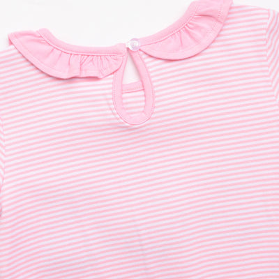 O' Christmas Tree Applique Ruffle Romper, Pink