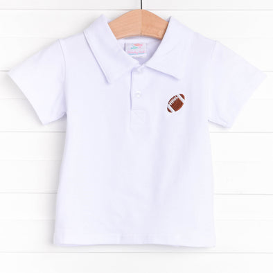 Touchdown Time Embroidered Polo, White