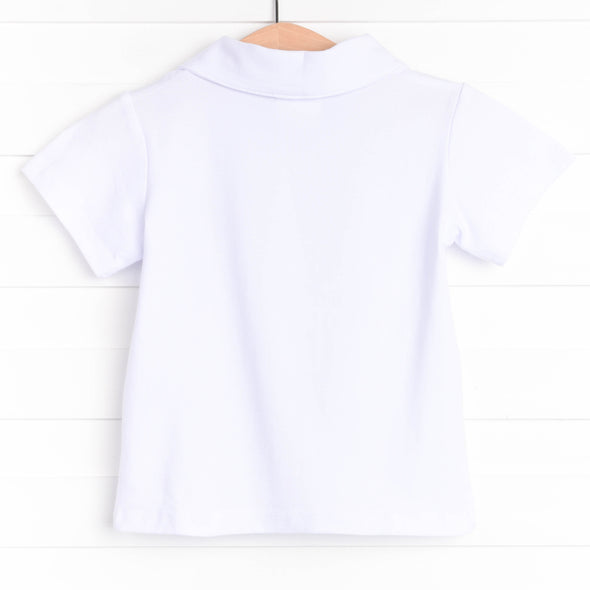 Touchdown Time Embroidered Polo, White