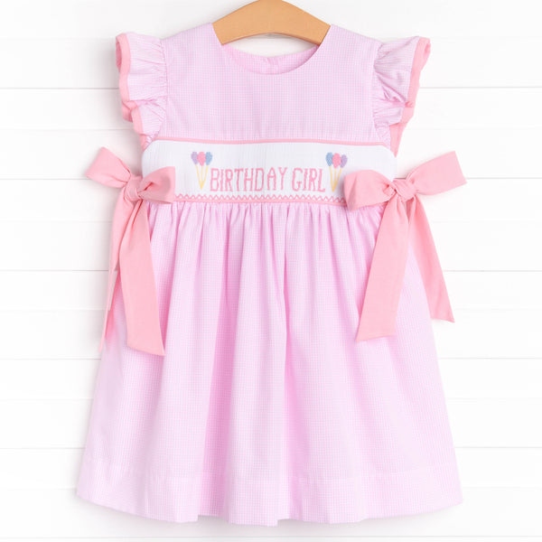 Birthday Girl Smocked Dress, Pink – Stitchy Fish