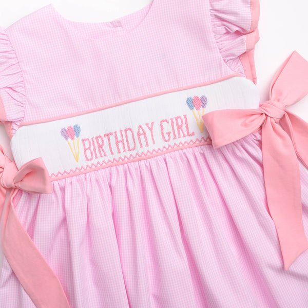 Birthday Girl Smocked Dress, Pink