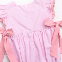 Birthday Girl Smocked Side Tie Bubble, Pink