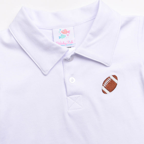 Touchdown Time Embroidered Polo, White
