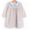 Fetch Friend Applique Dress, Tan Stripe