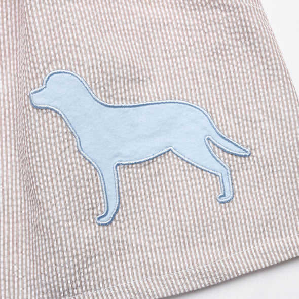 Fetch Friend Applique Dress, Tan Stripe