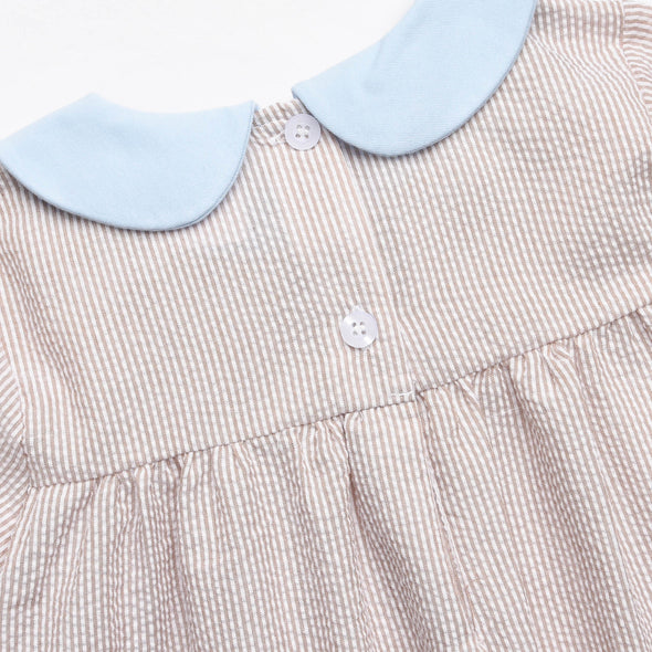 Fetch Friend Applique Dress, Tan Stripe