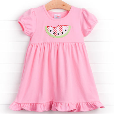 Melon Smiles Applique Dress, Pink