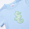 Sea Horse Applique Shirt, Blue