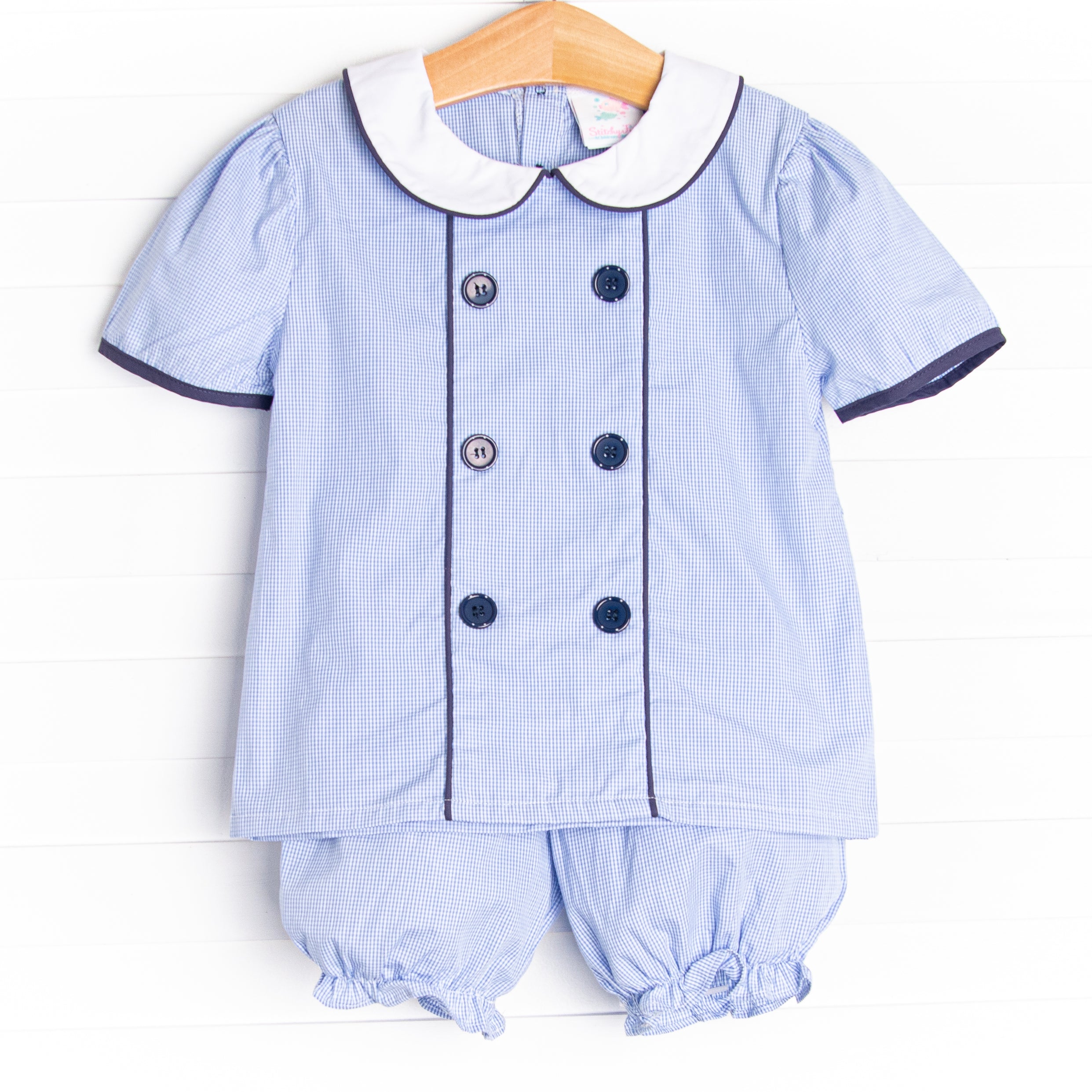 Addison Bloomer Set, Blue Mini Gingham – Stitchy Fish