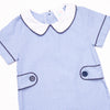 Addison Romper, Blue Mini Gingham