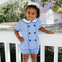 Addison Bloomer Set, Blue Mini Gingham