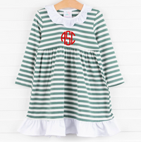 Adeline Dress, Green Stripe