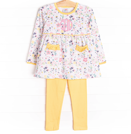 Sunny Blooms Legging Set, Yellow