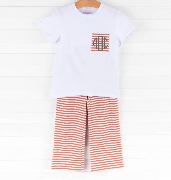Charles Pant Set, Orange Stripe