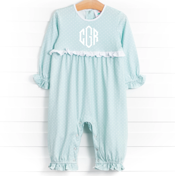 Dear Mint Dots Romper, Green