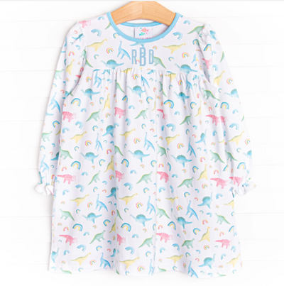 Rainbows and Roars Dress, Blue