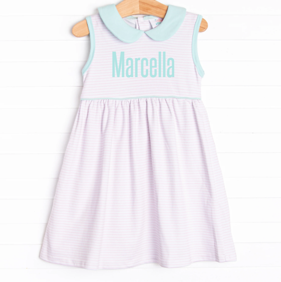 Marcella Pima Dress, Pink Stripe