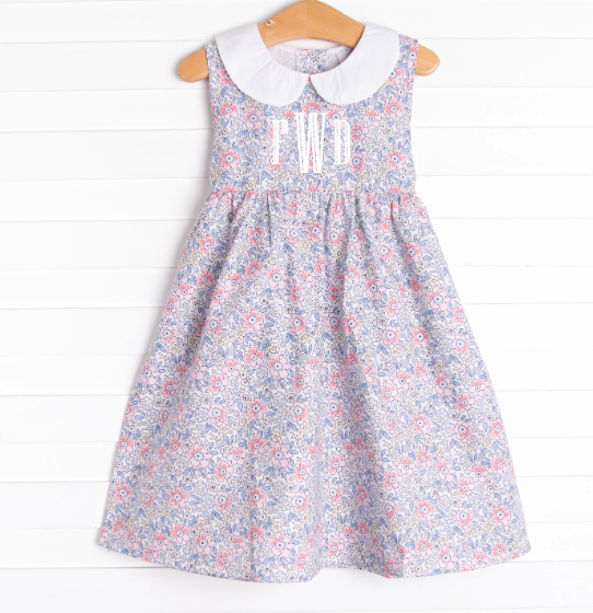 Felicity Florals Sleeveless Woven Dress, Blue