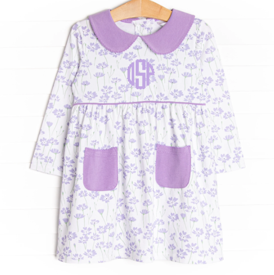Field of Dreams Long Sleeve Dress, Purple