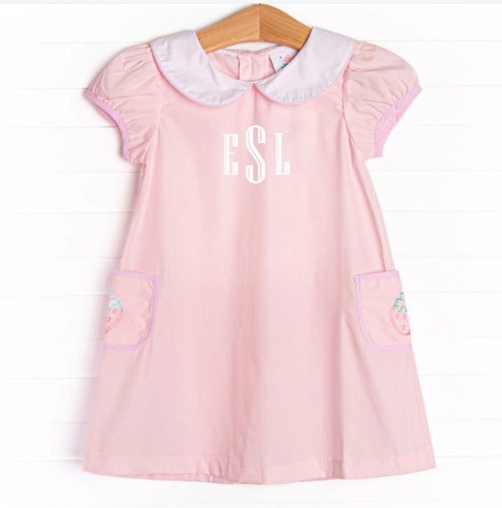 Taste of Sweetness Embroidered Pocket Dress, Pink