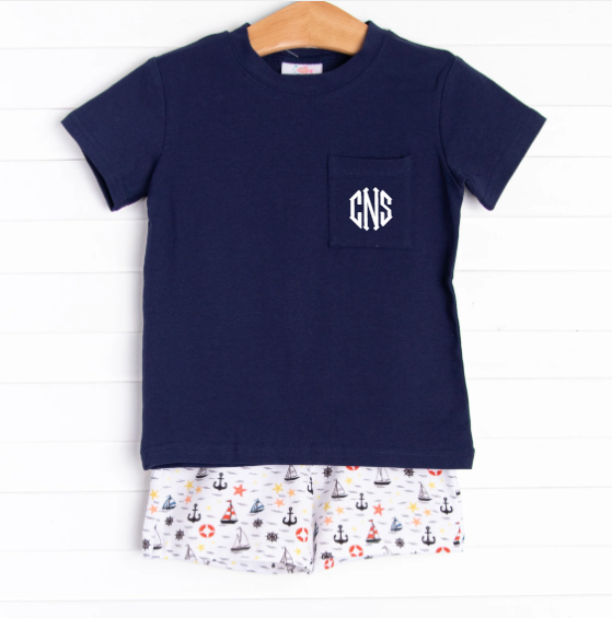 Captain Cute Short Set, Navy