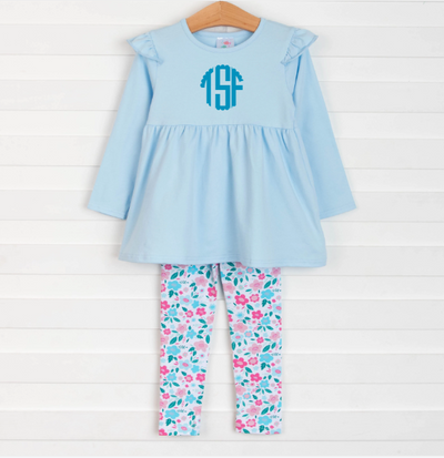 Tara Floral Tunic Set, Light Blue