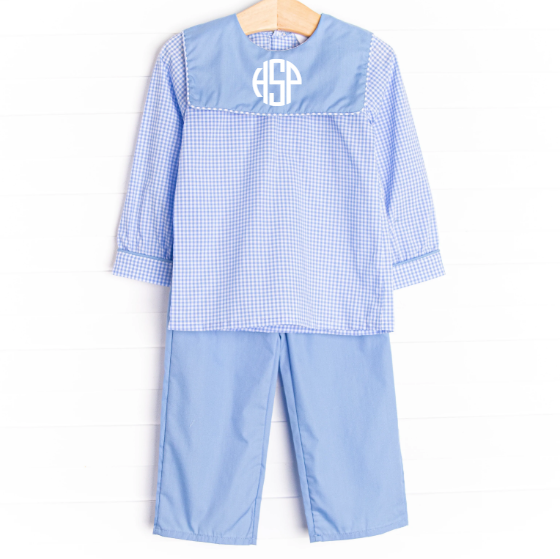 Harry Pant Set, Blue Gingham