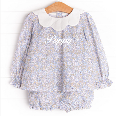 Poppy Fields Bloomer Set, Blue
