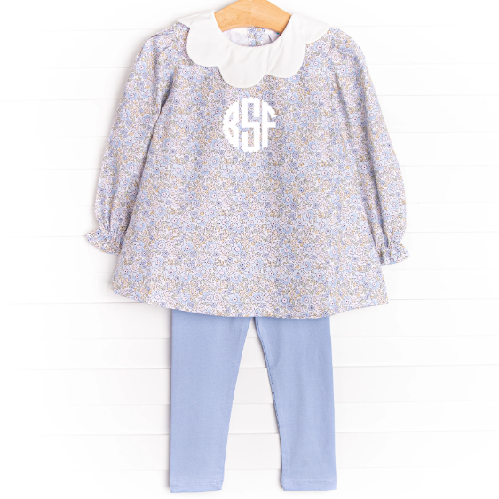 Poppy Fields Legging Set, Blue