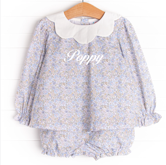 Poppy Fields Bloomer Set, Blue