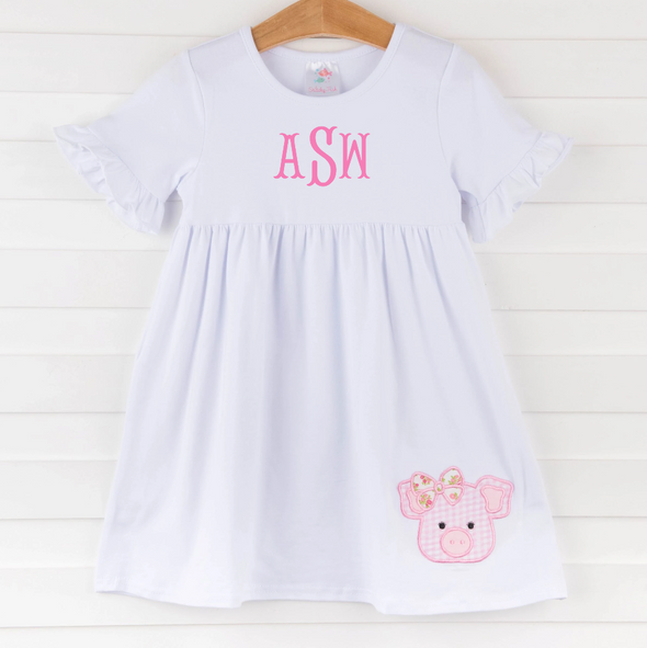 Precious Pig Dress, White