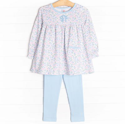 Flower Power Legging Set, Blue