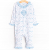 Breezy Botanical Ruffle Romper, Blue