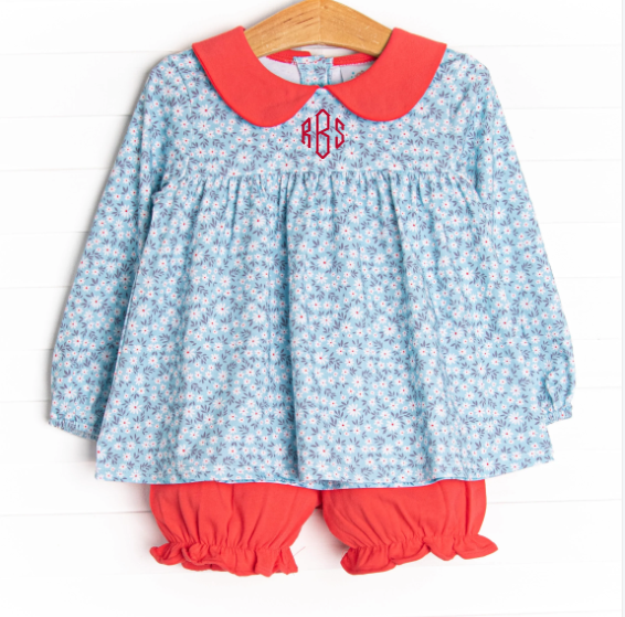 Rissa Bloomer Set, Blue Floral