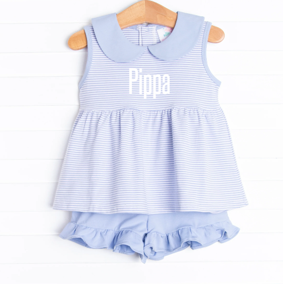 Pippa Short Set, Periwinkle Stripe