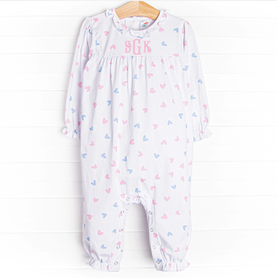Handful of Hearts Ruffle Romper, White