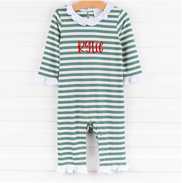 Rylie Romper, Green Stripe