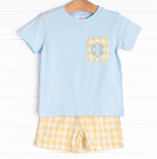 Charlie Check Short Set, Yellow