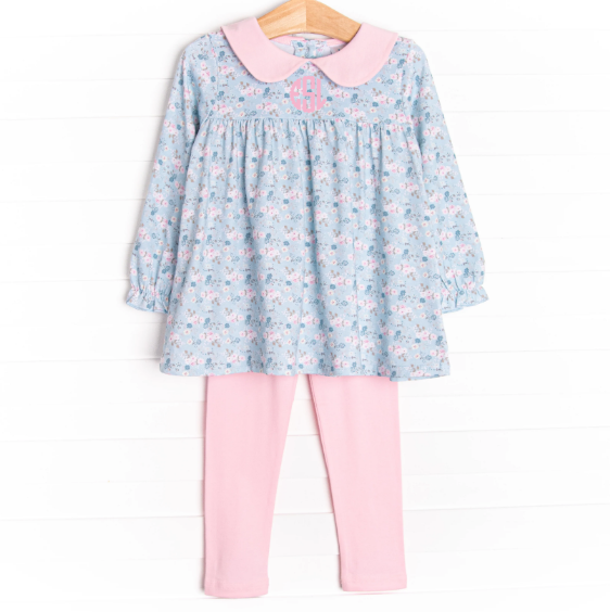 Emily Legging Set, Blue and Pink Floral