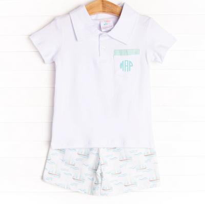 Sailor At Sea Short Set, Blue